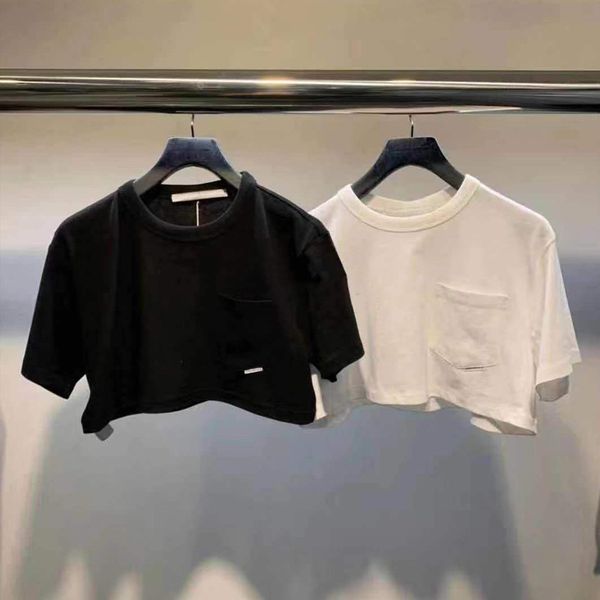 spring and summer short open navel high waist short sleeve t-shirt simple round neck pullover, White
spring and summer short open navel high waist short sleeve t-shirt simple round neck pullover, White
