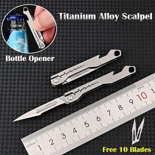 mini bottle opener scalpel titanium alloy g10 handle folding knife outdoor survival camping portable edc tool 10 blade free, Silver
mini bottle opener scalpel titanium alloy g10 handle folding knife outdoor survival camping portable edc tool 10 blade free, Silver