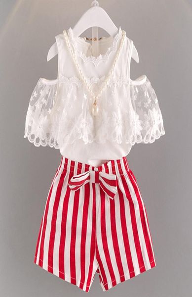 2019 summer new korean lace shoulder with striped shorts two children039s suits one hair replacement q07013688322, White
2019 summer new korean lace shoulder with striped shorts two children039s suits one hair replacement q07013688322, White