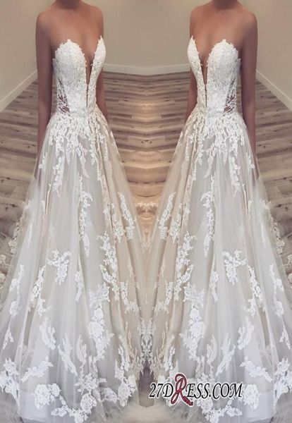 a line strapless sweetheart neckline sleeveless lace wedding dresses sheer illusion bodice elegant wedding dress bridal gowns brid9804664, White
a line strapless sweetheart neckline sleeveless lace wedding dresses sheer illusion bodice elegant wedding dress bridal gowns brid9804664, White