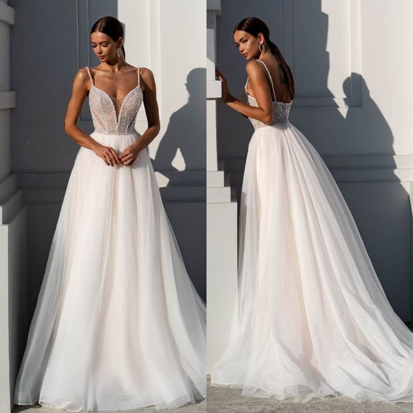 fashion a line wedding dresses for bride spaghetti sequins wedding dress tulle designer bridal gowns sweep train, White
fashion a line wedding dresses for bride spaghetti sequins wedding dress tulle designer bridal gowns sweep train, White