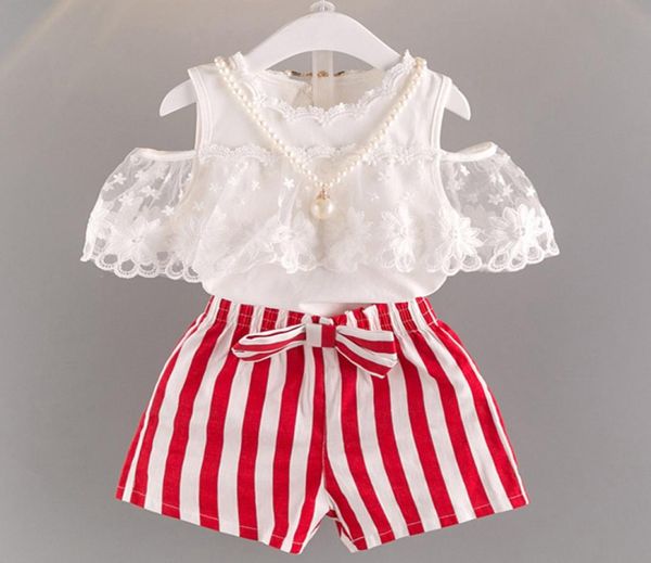 2019 summer new korean lace shoulder with striped shorts two children039s suits one hair replacement q07018124893, White
2019 summer new korean lace shoulder with striped shorts two children039s suits one hair replacement q07018124893, White