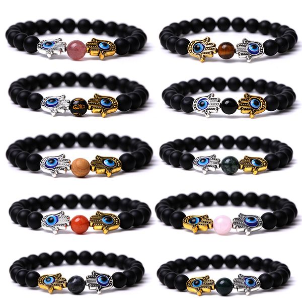8mm matted black stone turkish blue eye bracelet gold silver fatima palm beaded lucky couple bracelet for women men bulk, Golden;silver
8mm matted black stone turkish blue eye bracelet gold silver fatima palm beaded lucky couple bracelet for women men bulk, Golden;silver