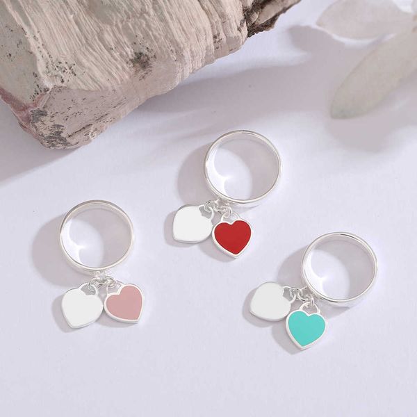 designer new tiffay di ring double heart love dropper enamel jewelry valentine's day gift, Silver
designer new tiffay di ring double heart love dropper enamel jewelry valentine's day gift, Silver
