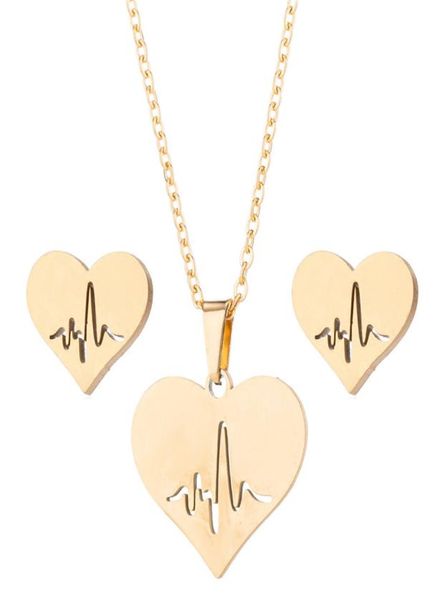 fashion stainless steel love heart necklace women gold heartbeat stud earrings jewelry sets for girls wedding jewelry4349452, Silver
fashion stainless steel love heart necklace women gold heartbeat stud earrings jewelry sets for girls wedding jewelry4349452, Silver
