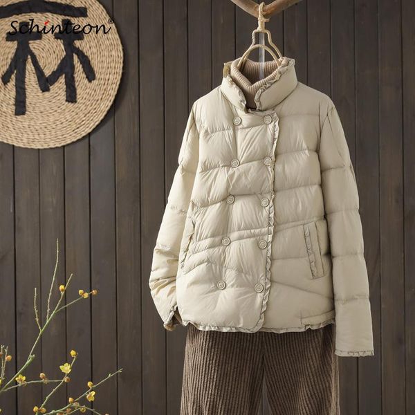 sweaters schinteon women white duck down jacket double breasted stand collar autumn winter warm coat ruffles sweet over size outwear, White;black
sweaters schinteon women white duck down jacket double breasted stand collar autumn winter warm coat ruffles sweet over size outwear, White;black