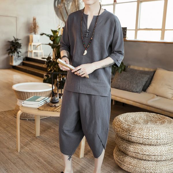 mens tracksuits chinese style set 34 sleeve cotton and hemp plate button 74 pants casual solid color fashion 230710, Gray
mens tracksuits chinese style set 34 sleeve cotton and hemp plate button 74 pants casual solid color fashion 230710, Gray