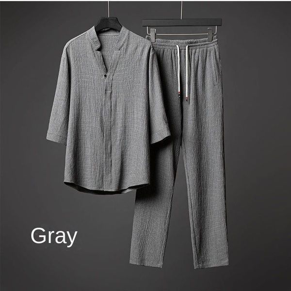 mens tracksuits summer mens twopiece linen fabric casual tshirt and trousers suit sports fashion short sleeved sportswear 230710, Gray
mens tracksuits summer mens twopiece linen fabric casual tshirt and trousers suit sports fashion short sleeved sportswear 230710, Gray