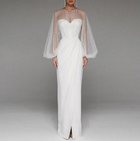 casual dresses evening party dress women elegant puff sleeve white formal high waist split hollow out mesh prom wedding long maxi4111124, Black;gray 
casual dresses evening party dress women elegant puff sleeve white formal high waist split hollow out mesh prom wedding long maxi4111124, Black;gray