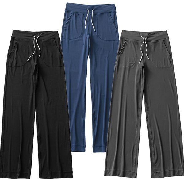 LU Yoga Wide Designer Women's Throwback Still Drawstring Straight Leg High Waist Contracted Pocket Dropping Floor Dragging Pants, Dark blue
LU Yoga Wide Designer Women's Throwback Still Drawstring Straight Leg High Waist Contracted Pocket Dropping Floor Dragging Pants, Dark blue