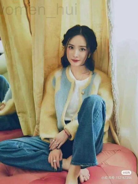 women's knits & tees designer special price yangmi xiaoju same style ce cardigan wool mohair blended geometric color matching coat xosv, White
women's knits & tees designer special price yangmi xiaoju same style ce cardigan wool mohair blended geometric color matching coat xosv, White