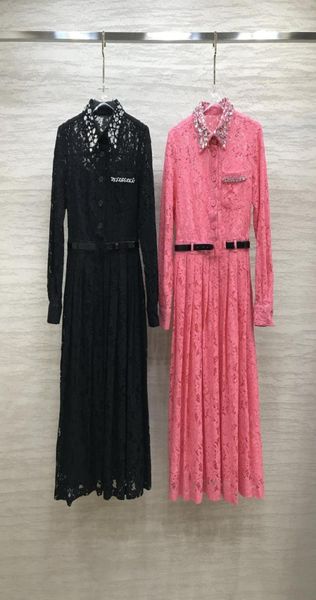 2021 fw blackpink lace midcalf dress designer crystals lapel neck long sleeves maxi dresses party gown with belt milan runway ve7026454, Black
2021 fw blackpink lace midcalf dress designer crystals lapel neck long sleeves maxi dresses party gown with belt milan runway ve7026454, Black