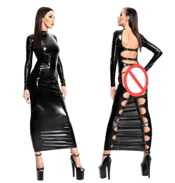 black faux leather long dress women bondage clubwear open back hollow out dress pole dance wear9570600
black faux leather long dress women bondage clubwear open back hollow out dress pole dance wear9570600