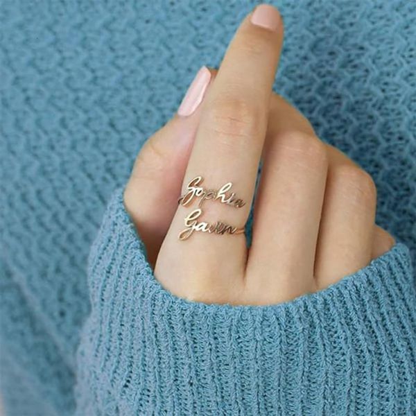 band rings personalised custom double name gold stainless steel open adjustable couple promise for women romantic jewelry gifts 230710, Silver
band rings personalised custom double name gold stainless steel open adjustable couple promise for women romantic jewelry gifts 230710, Silver