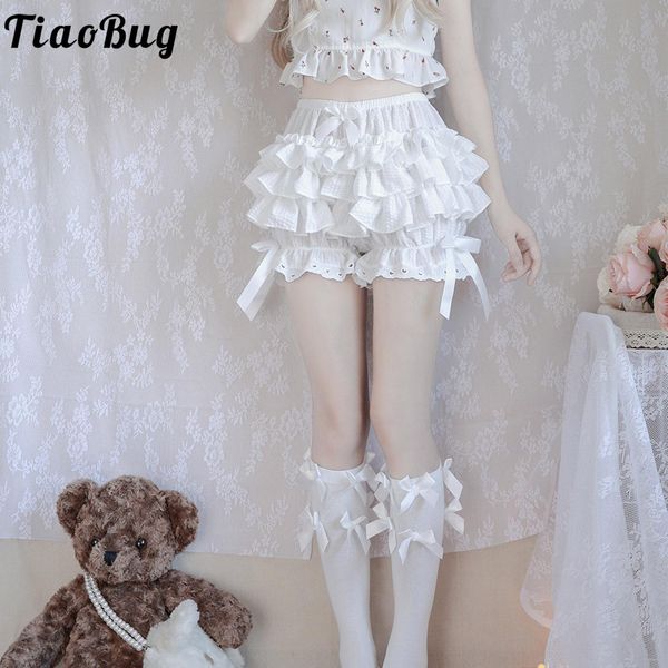 women's shorts lolita short black white cute lace trim layered ruffle bloomers girls mid waist bowknot decor frilly panties 230710, White;black
women's shorts lolita short black white cute lace trim layered ruffle bloomers girls mid waist bowknot decor frilly panties 230710, White;black