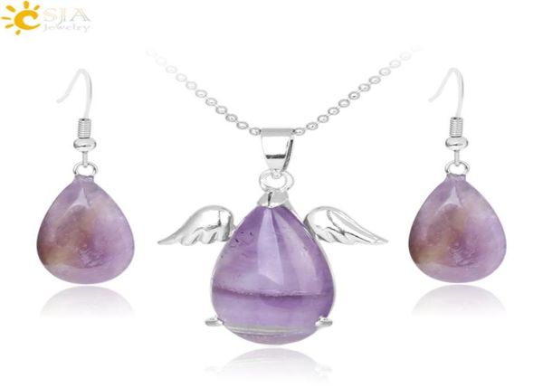csja angel wing water tear drop pendant charms statement necklace copper hook earrings christmas birthday easter jewelry set girls1585360, Silver
csja angel wing water tear drop pendant charms statement necklace copper hook earrings christmas birthday easter jewelry set girls1585360, Silver