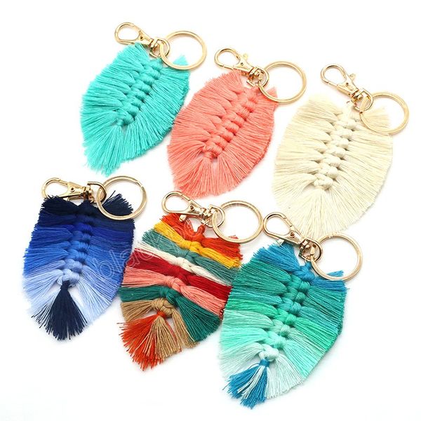 new boho hand-woven keychain creative cotton rope tassel key chain ethnic style leaves keyring fashion bags pendant accessories, Silver
new boho hand-woven keychain creative cotton rope tassel key chain ethnic style leaves keyring fashion bags pendant accessories, Silver