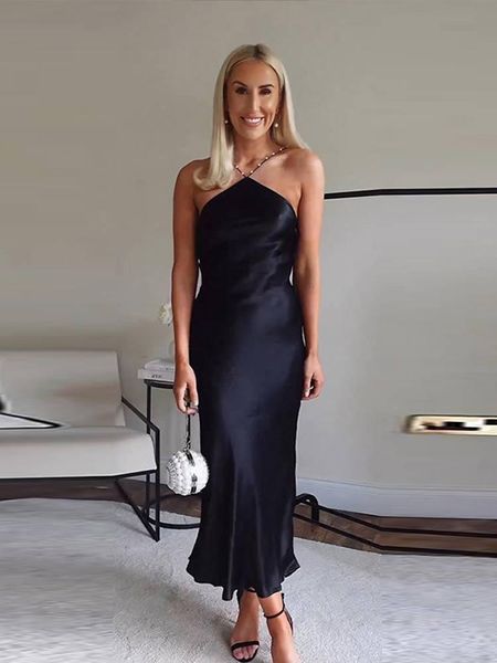 swimwear women satin off shoulder backless maxi dress elegant female sleeveless thin straps dress 2023 summer lady evening vestidos mujer, White;black
swimwear women satin off shoulder backless maxi dress elegant female sleeveless thin straps dress 2023 summer lady evening vestidos mujer, White;black