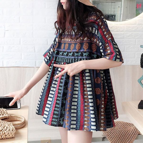 women's t-shirt mori girl style folk printed t-shirt loose casual round neck summer short sleeve women's clothing commute patchwor, White
women's t-shirt mori girl style folk printed t-shirt loose casual round neck summer short sleeve women's clothing commute patchwor, White