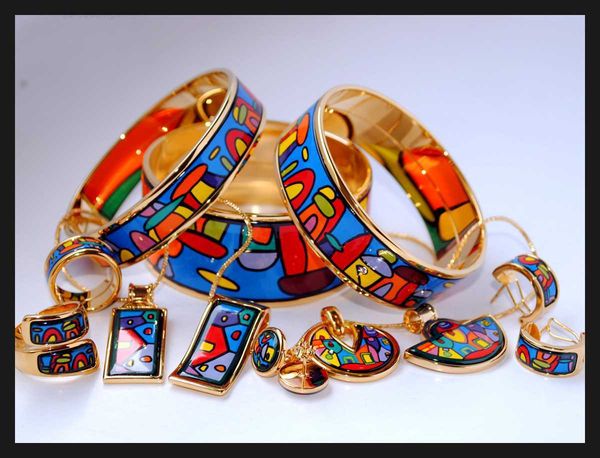 luxury brand designer bracelet her max hundertwasser village series 18k goldplated enamel bangle bracelet for woman bracelets bangles width, Black
luxury brand designer bracelet her max hundertwasser village series 18k goldplated enamel bangle bracelet for woman bracelets bangles width, Black