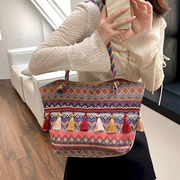 waist bags foufurieux tassel ethnic style large capacity bag for women s 2023 casual canvas printed colorful woven shoulder tote 230711
waist bags foufurieux tassel ethnic style large capacity bag for women s 2023 casual canvas printed colorful woven shoulder tote 230711