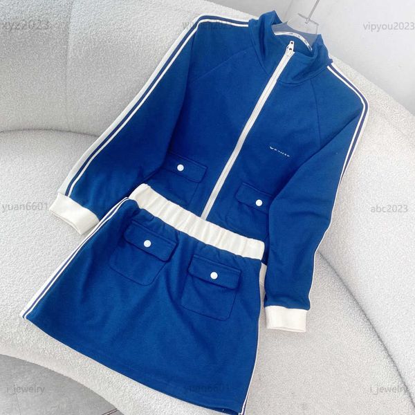 womens designer clothing girl two piece dress size s-l white striped standing neck zippered jacket and blue short skirt
womens designer clothing girl two piece dress size s-l white striped standing neck zippered jacket and blue short skirt