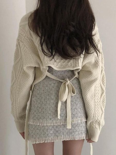 parkas houzhou japanese sweet lace up knit sweater women cute back irregular vneck loose long sleeve cropped sweater pullover, Black
parkas houzhou japanese sweet lace up knit sweater women cute back irregular vneck loose long sleeve cropped sweater pullover, Black