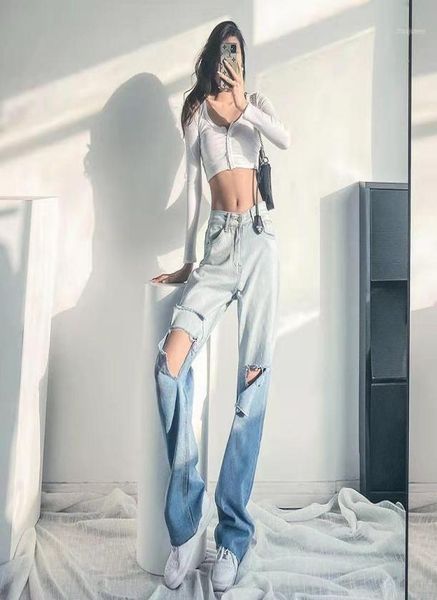 women039s jeans 2021 autumn highwaisted straight color gradient ripped long trousers loose retro baggy2353671, Blue
women039s jeans 2021 autumn highwaisted straight color gradient ripped long trousers loose retro baggy2353671, Blue