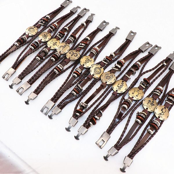 bangle wholesale 36pcslot twelve constellations leather bracelet retro brown multilayer buckle punk woven zodiac for men wome 230710, Black
bangle wholesale 36pcslot twelve constellations leather bracelet retro brown multilayer buckle punk woven zodiac for men wome 230710, Black
