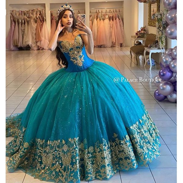 teal blue sweet 16 quinceanera dresses sweetheart off shoulder ball gown gold applique birthday party wear vestido de 15 anos, Blue;red
teal blue sweet 16 quinceanera dresses sweetheart off shoulder ball gown gold applique birthday party wear vestido de 15 anos, Blue;red