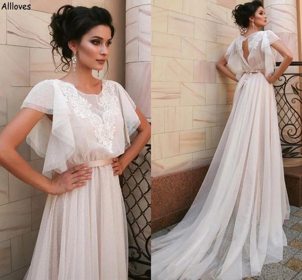 elegant dot tulle a line wedding dresses for bride ruffles short sleeves jewel neck boho country bridal gowns lace appliqued reception party, White
elegant dot tulle a line wedding dresses for bride ruffles short sleeves jewel neck boho country bridal gowns lace appliqued reception party, White