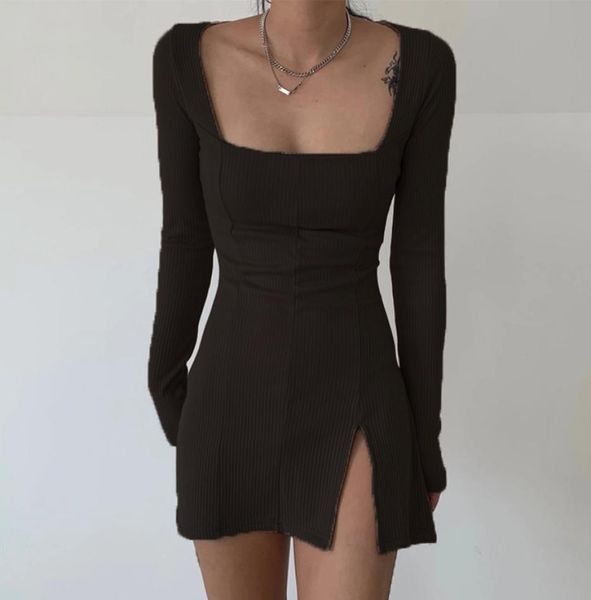elegant dress square neck ribbed black female knitted side split bodycon long sleeve fashion mini dresses basic9509018, Black;gray
elegant dress square neck ribbed black female knitted side split bodycon long sleeve fashion mini dresses basic9509018, Black;gray