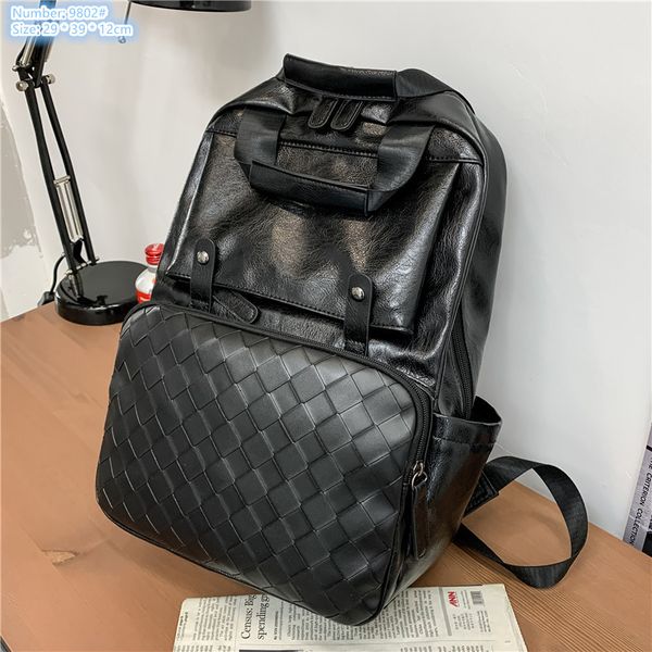 Factory sales men shoulder bag soft and comfortable leather leisure travel backpack street popular woven student backpacks flip zipper fashion handbag 9802#, Black
Factory sales men shoulder bag soft and comfortable leather leisure travel backpack street popular woven student backpacks flip zipper fashion handbag 9802#, Black