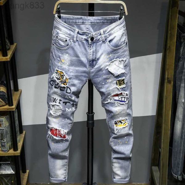 jeans for menmen's trousers ground white spray painted jeans, men with holes, men with quality jeans, men with holes, Blue
jeans for menmen's trousers ground white spray painted jeans, men with holes, men with quality jeans, men with holes, Blue
