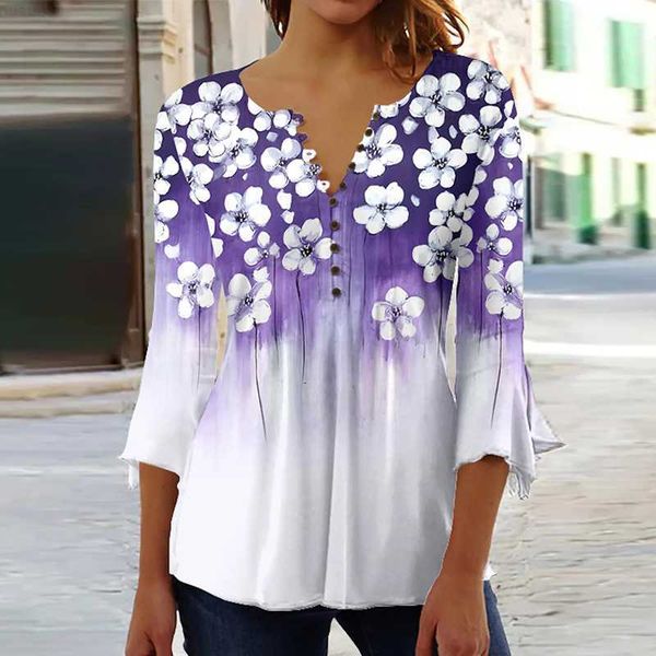 women's blouses shirts women's shirt blouse floral button print 3/4 length sleeve shirt casual holiday basic round neck regular fl, White
women's blouses shirts women's shirt blouse floral button print 3/4 length sleeve shirt casual holiday basic round neck regular fl, White