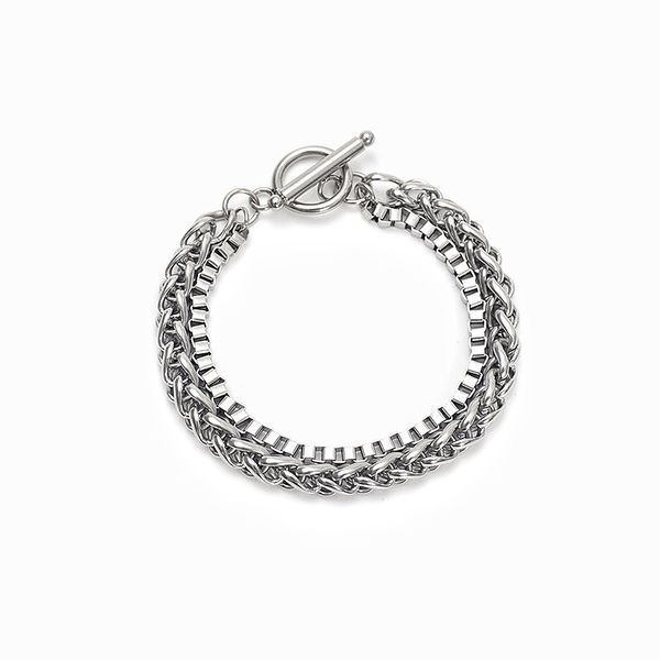 mens women multilayer jewelry double-layer bracelet stainless steel chains 8.66', Black
mens women multilayer jewelry double-layer bracelet stainless steel chains 8.66', Black