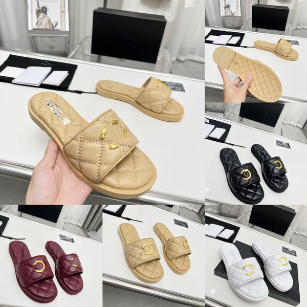 womens flat heels slippers quilted texture gold-tone metal c sandals flap slide designer mule classic platform flip flops outdoor beach shoe, Black
womens flat heels slippers quilted texture gold-tone metal c sandals flap slide designer mule classic platform flip flops outdoor beach shoe, Black