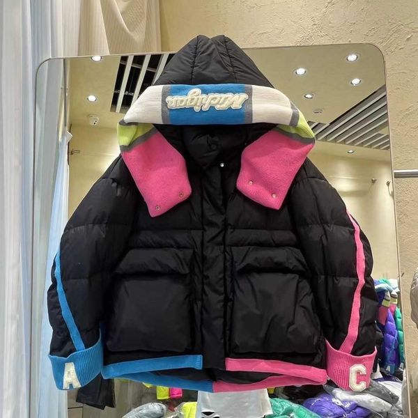 autumn and winter women's knitted hooded color short down jacket, loose and thick warm , dopamine color trend fashion, large pocket des, Black
autumn and winter women's knitted hooded color short down jacket, loose and thick warm , dopamine color trend fashion, large pocket des, Black