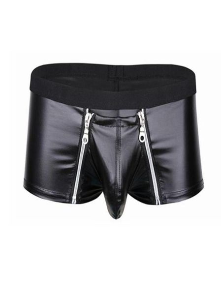 underpants mens lingerie faux leather underwear bulge pouch with double zipper closure boxer briefs low rise male panties2399650, Black;white
underpants mens lingerie faux leather underwear bulge pouch with double zipper closure boxer briefs low rise male panties2399650, Black;white