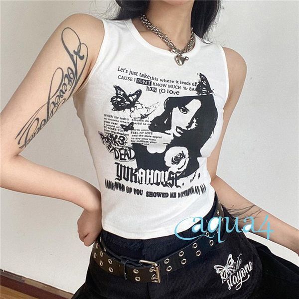 women y2k fashion wild tank letter butterfly person print sleeveless vests summer round neck crop streetwear, White
women y2k fashion wild tank letter butterfly person print sleeveless vests summer round neck crop streetwear, White