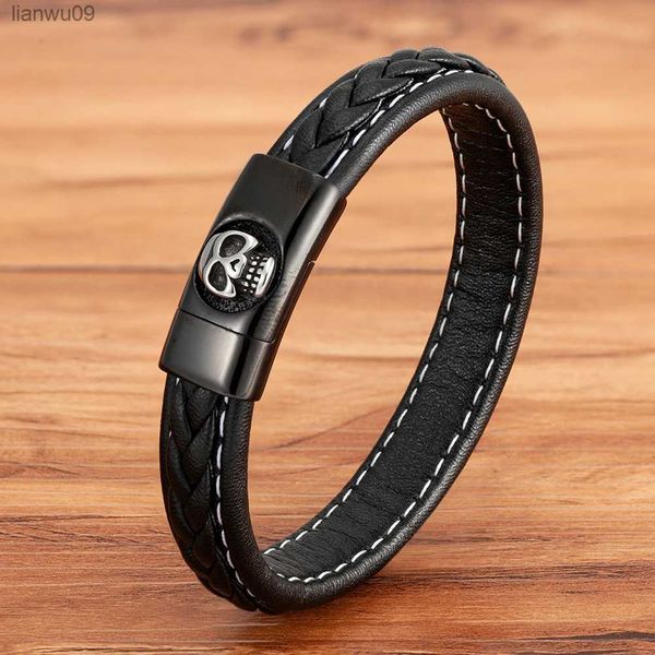 xqni simple style skull pattern design stainless steel men's leather bracelet 3 colors choose diy size birthday gift l230704, Black
xqni simple style skull pattern design stainless steel men's leather bracelet 3 colors choose diy size birthday gift l230704, Black