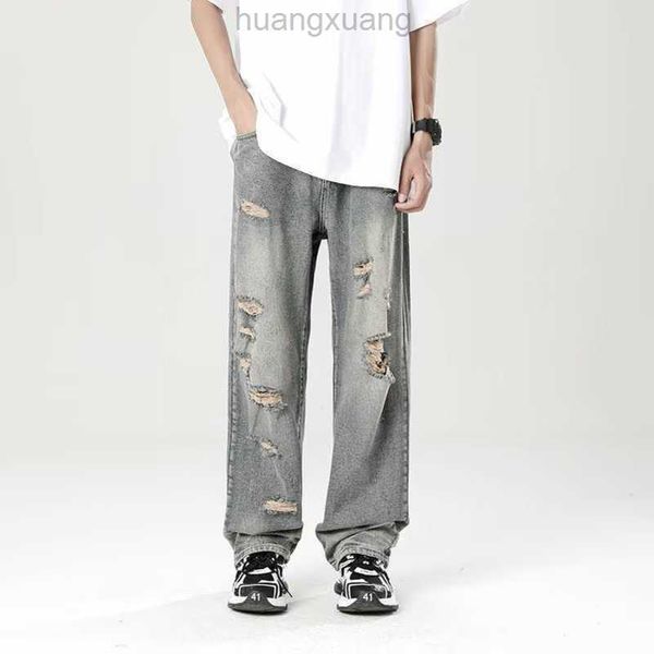designer jeans new high street made old washed hole jeans men's trendy street loose straight leg slim pants, Blue
designer jeans new high street made old washed hole jeans men's trendy street loose straight leg slim pants, Blue