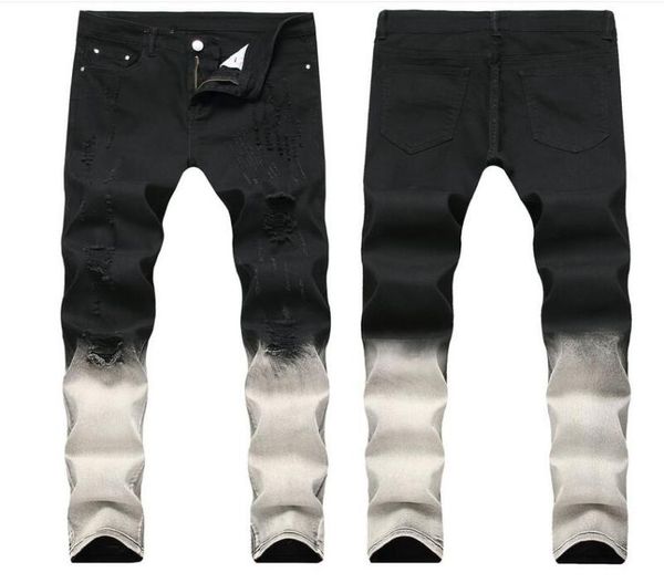 big size 2019 spring mens gradation black white jeans fashion designer ripped slim fit casual straight leg denim pants trousres qk2396577, Blue
big size 2019 spring mens gradation black white jeans fashion designer ripped slim fit casual straight leg denim pants trousres qk2396577, Blue