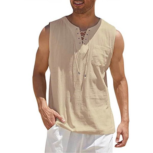 men s casual shirts cotton linen leeveless vest bandage lace up blouse retro v neck fashion loose shirt male solid color clothes 230711, White;black
men s casual shirts cotton linen leeveless vest bandage lace up blouse retro v neck fashion loose shirt male solid color clothes 230711, White;black