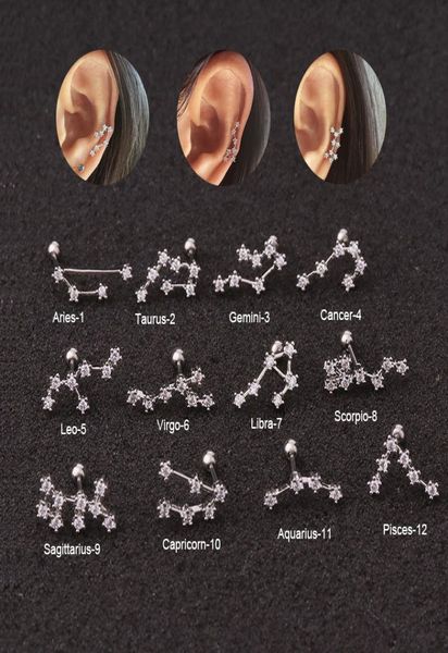 12 constellation 1pc stainless steel twelve constellation piercing jewelry cz cartilage helix lobe screw back stud earring6109730, Golden;silver
12 constellation 1pc stainless steel twelve constellation piercing jewelry cz cartilage helix lobe screw back stud earring6109730, Golden;silver