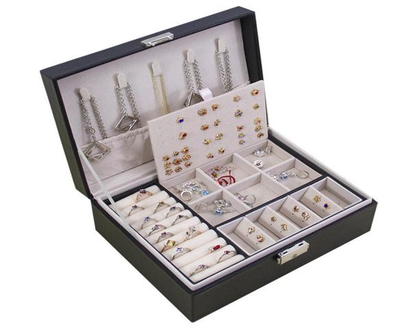 jewelry box organizer 2 layer large storage case pu leather display jewel holder with removable tray for necklace earrings rings 4210026, Black;white
jewelry box organizer 2 layer large storage case pu leather display jewel holder with removable tray for necklace earrings rings 4210026, Black;white
