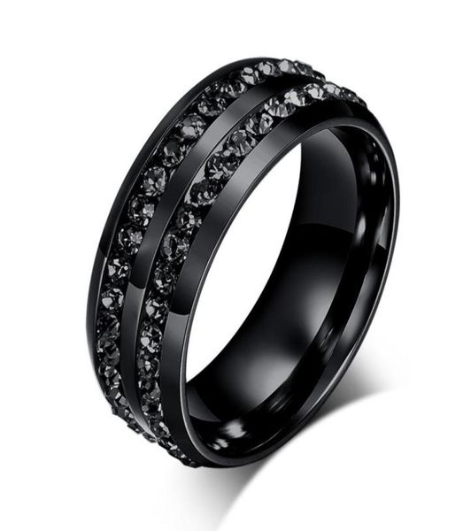 black crystal rings for women two rows female rings trendy stainless steel wedding jewelry r006bb1927163, Golden;silver
black crystal rings for women two rows female rings trendy stainless steel wedding jewelry r006bb1927163, Golden;silver