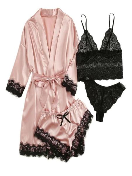 4pc lace satin pajamas set bra camisole shorts pajamas sleepwear nightgown robe lingerie set nightwear 35836559, Black;red
4pc lace satin pajamas set bra camisole shorts pajamas sleepwear nightgown robe lingerie set nightwear 35836559, Black;red