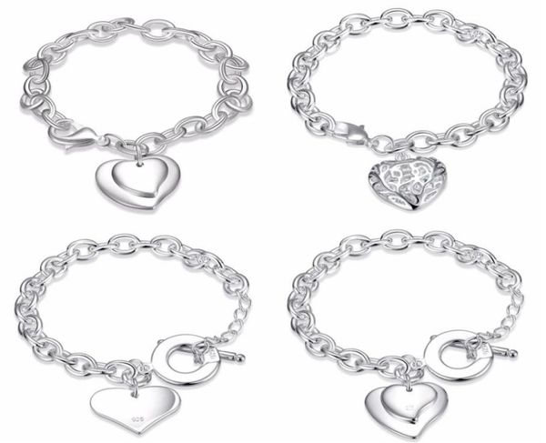 whole mixed order 925 sterling silver plated heart pendant charm bracelet bangles fashion party jewelry valentine039s day4239477, Golden;silver
whole mixed order 925 sterling silver plated heart pendant charm bracelet bangles fashion party jewelry valentine039s day4239477, Golden;silver