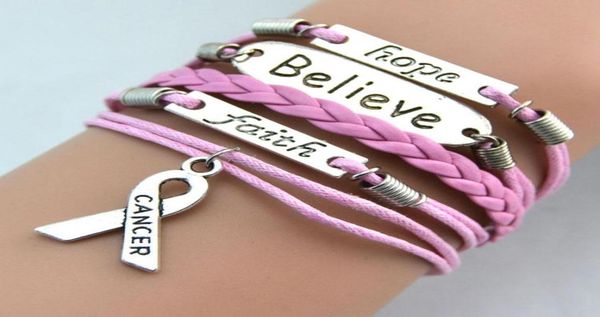 cancer awareness leather rope wrap bracelets believe faith hope breast charms vintage personality handmade wristband for women gir9159857, Golden;silver
cancer awareness leather rope wrap bracelets believe faith hope breast charms vintage personality handmade wristband for women gir9159857, Golden;silver